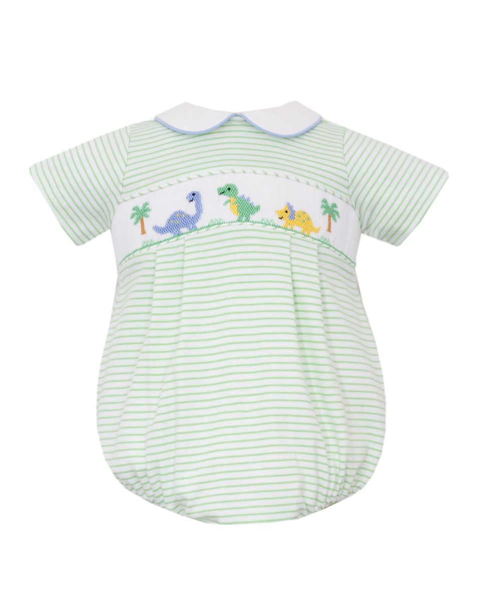 Dinosaurs - Green Stripe Knit Boy's Bubble