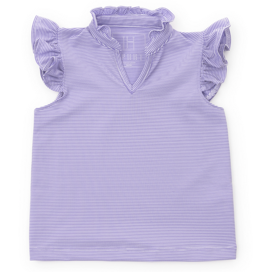 ELLIE PERFORMANCE TOP PURPLE STRIPE