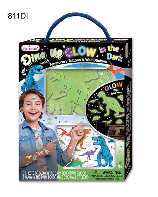 Dino Up - Glow in the Dark Temporary Tattoos and Wall Stickers