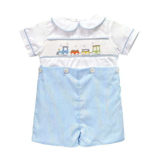 Bobby Suit w/ Hand Smocked Train 3527 - Blue