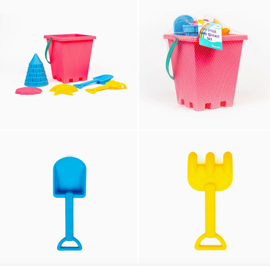 6 Piece Set Pink Sand Bucket Set