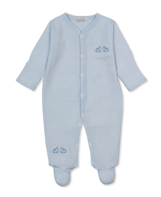 Footie Stripe - Light Blue Gingham Rockers