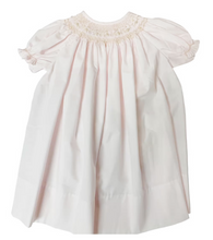 Load image into Gallery viewer, Pastel Pink w/ Ivory Bow &amp; Rosebuds - Bishop Dress
