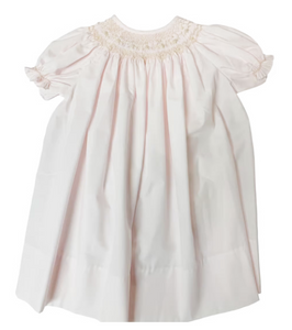 Pastel Pink w/ Ivory Bow & Rosebuds - Bishop Dress