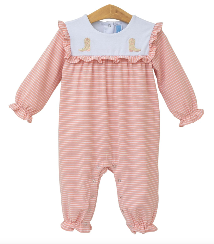 Boots Embroidery Ruffle Romper