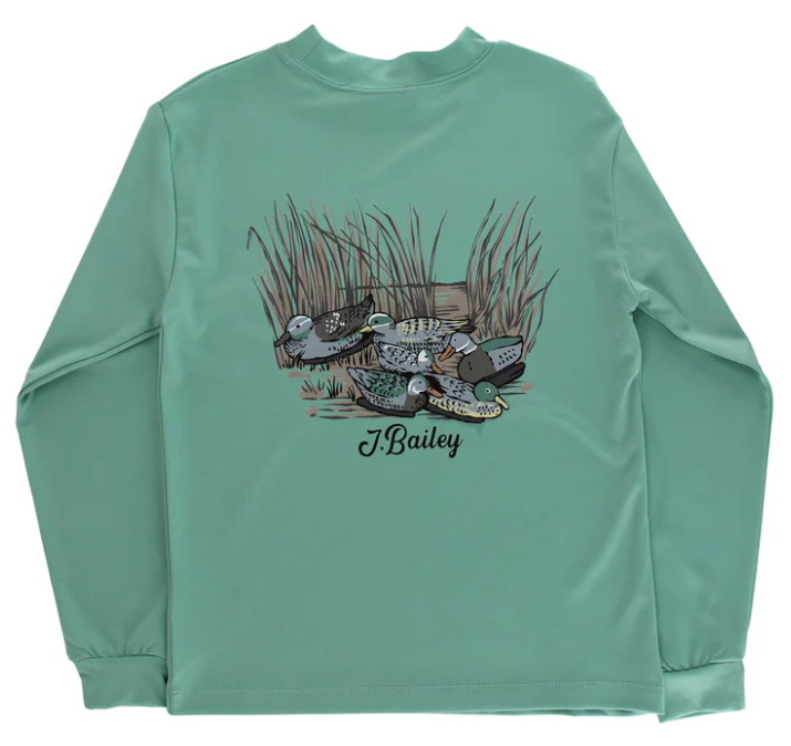 L/S Performance Logo Tee - Decoy on Green