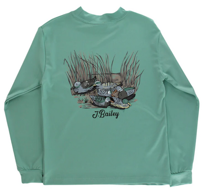 L/S Performance Logo Tee - Decoy on Green