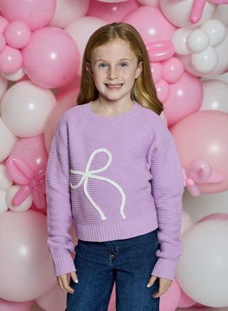 Purple Glaze L/S Top with Bow - Tween