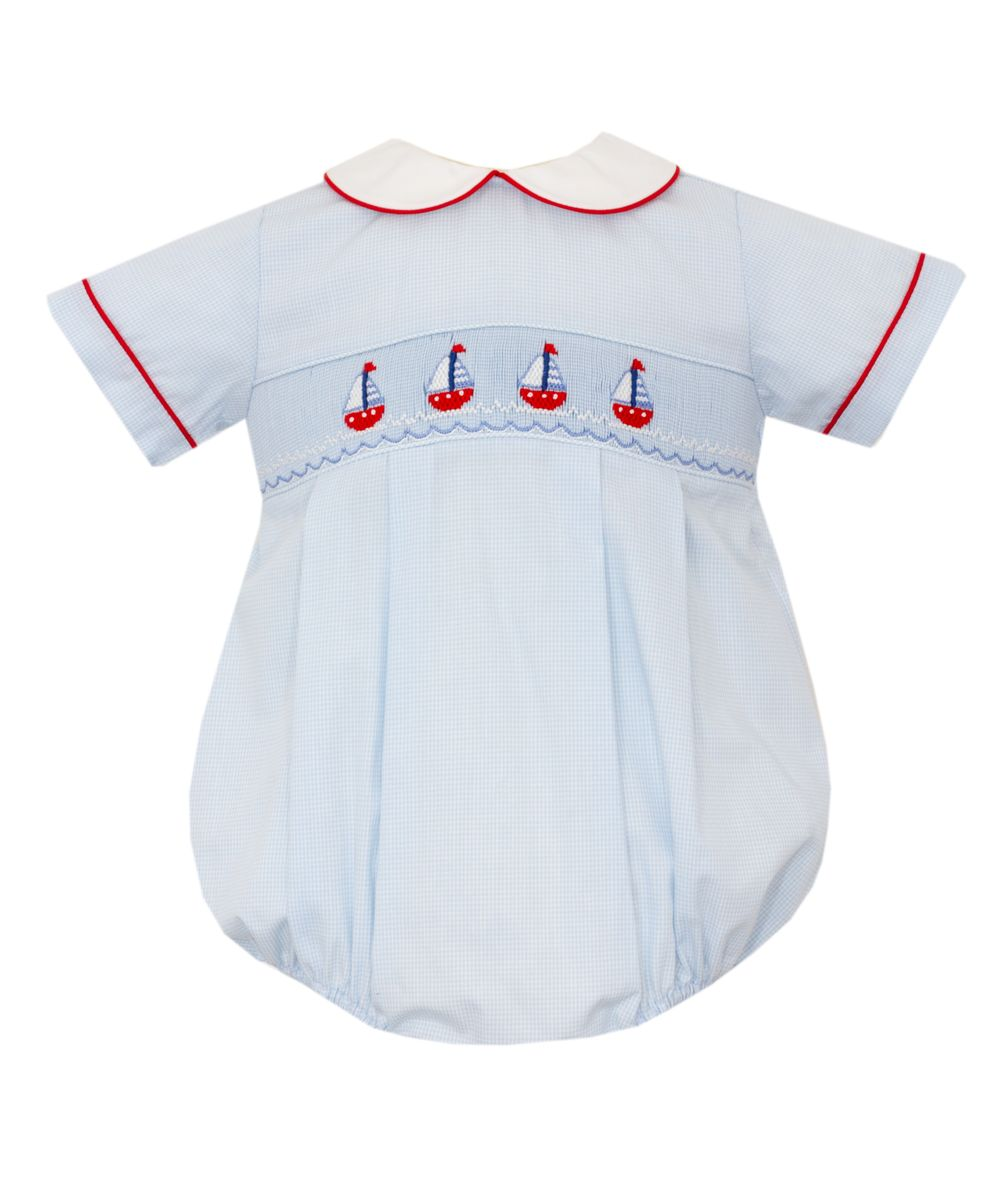 Sailboats Boy's - Lt. Blue Microgingham Boy's Bubble