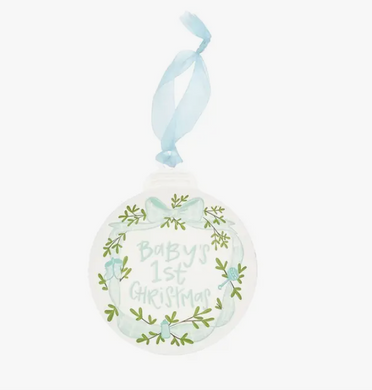 Baby's First Christmas Metal Ornament - Blue