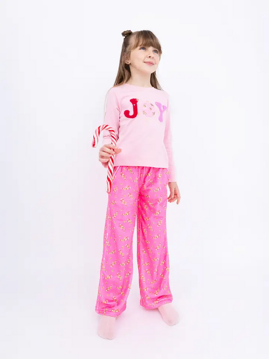 Girls Plush Loungewear Pant - Candy Cane