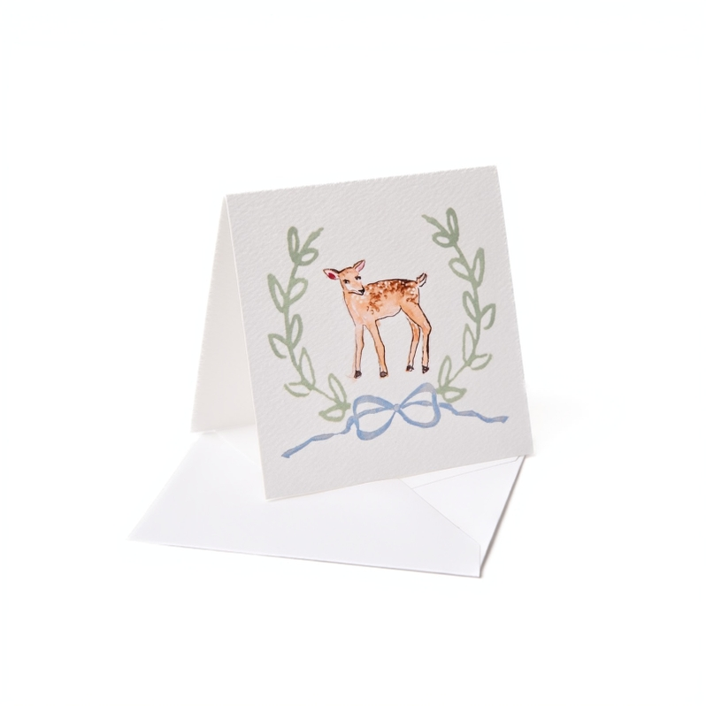 Deer with Blue Bow Enclosure Card