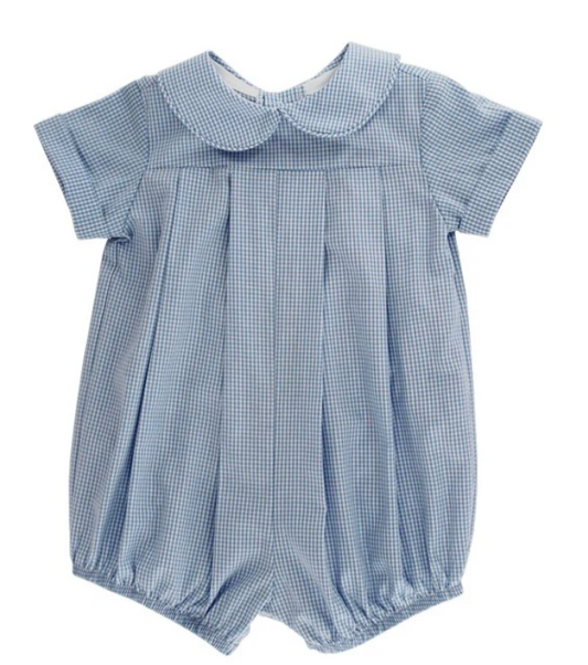 Blue Microcheck Bubble Short