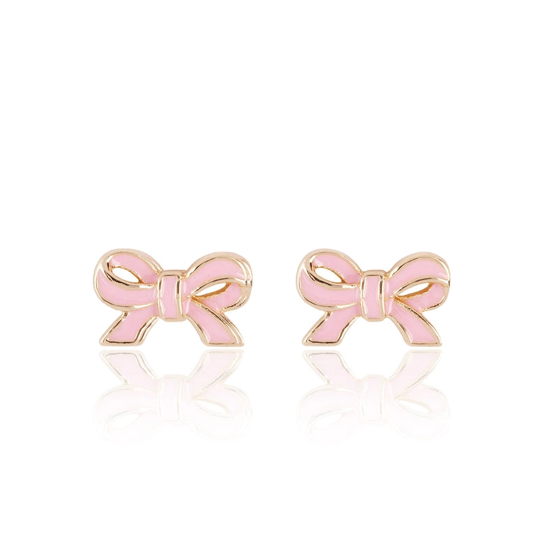 Pretty Pink Bow Cutie Stud Earrings - Tween