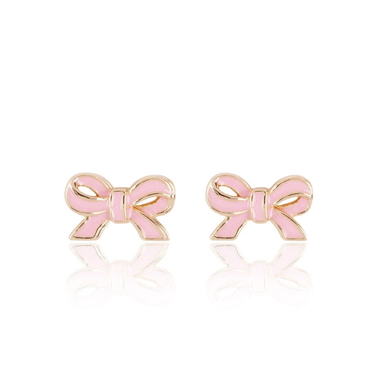 Pretty Pink Bow Cutie Stud Earrings - Tween