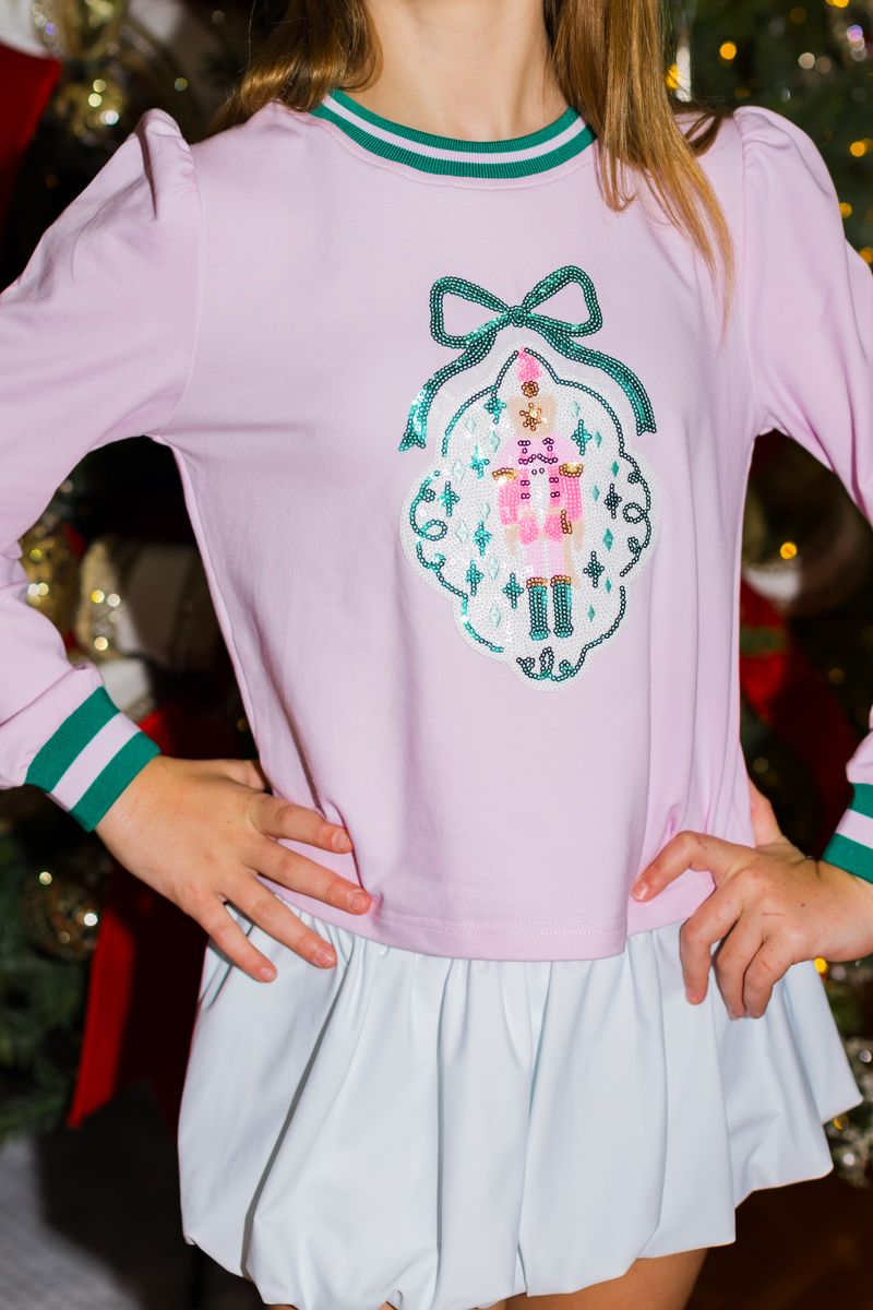 Puff Sleeve Patch Sweatshirt - Nutcracker