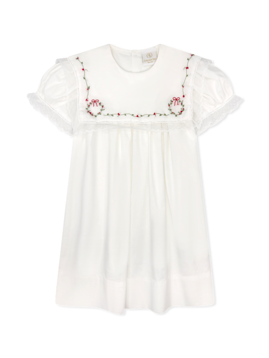 Hope Chest Dress - Blessing White Batiste w/Wreath Embroidery