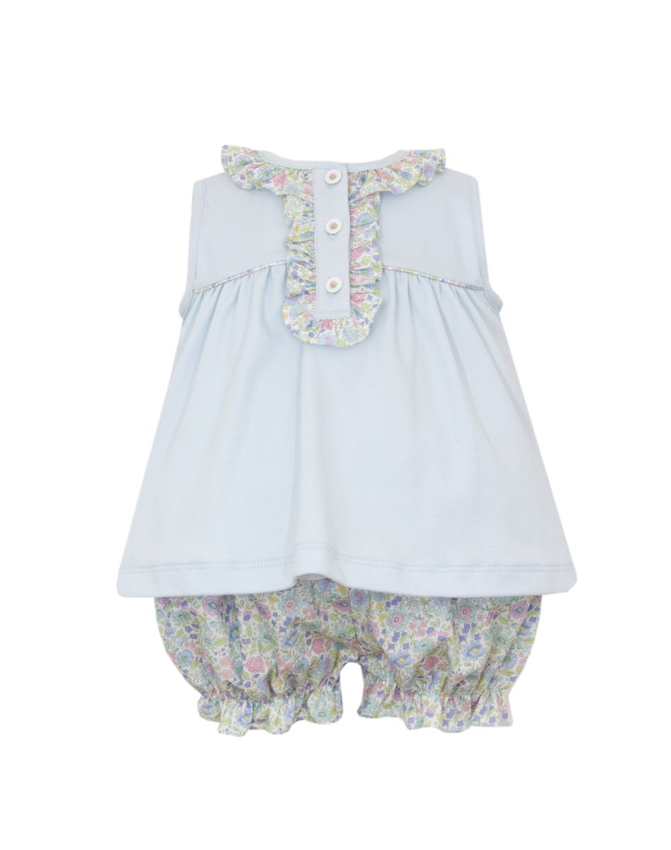 Group 5 - Lt. Blue Knit Bloomer Set w/Floral Trim Ruffles