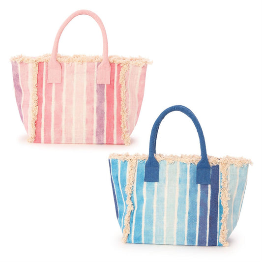 Ombre Striped Tote Bag with Fringe