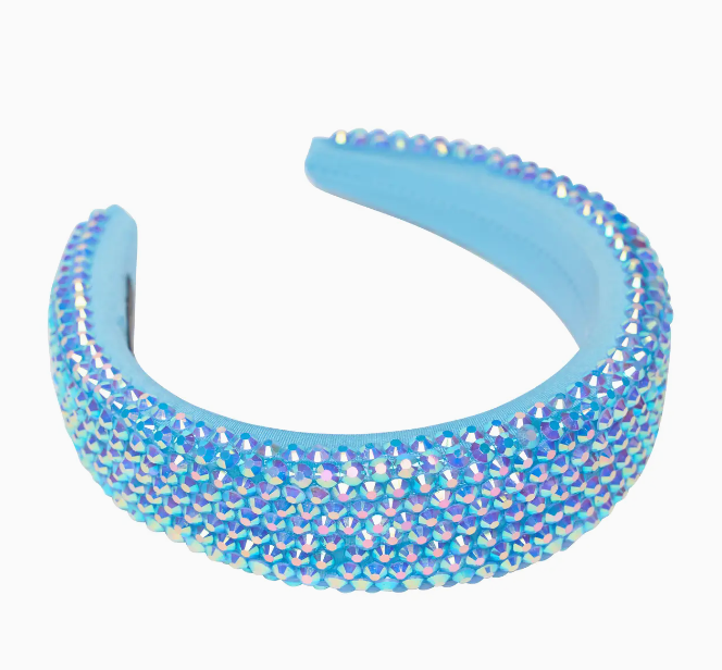 Puff Colored Rhinestone Headband - Blue