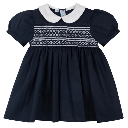 27252Y Classic Smocked Dress - Navy