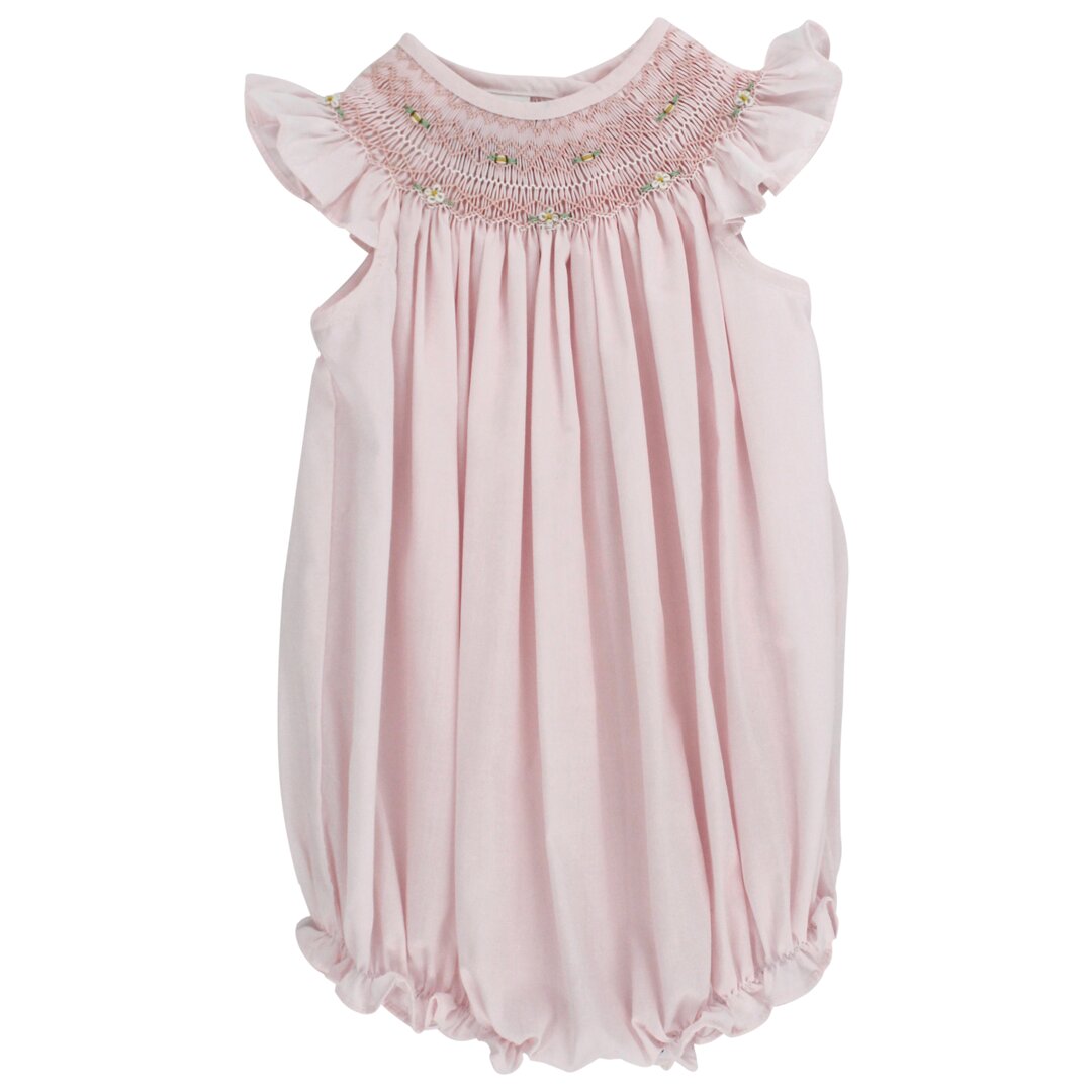 Bishop Short Romper - Pink Geometric with Daisies