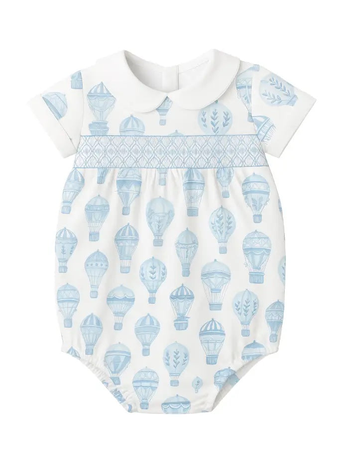 Little Explorer Short Sleeve Smocked Bubble Blue