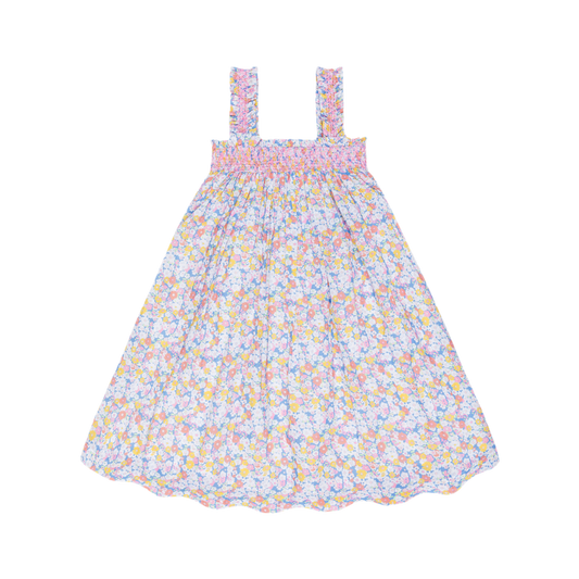 Girls Jasmine Blossom Smocked Ruffle Strap Dress TWEEN