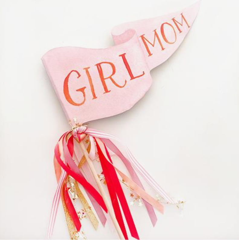 Girl Mom Party Pennant Flag