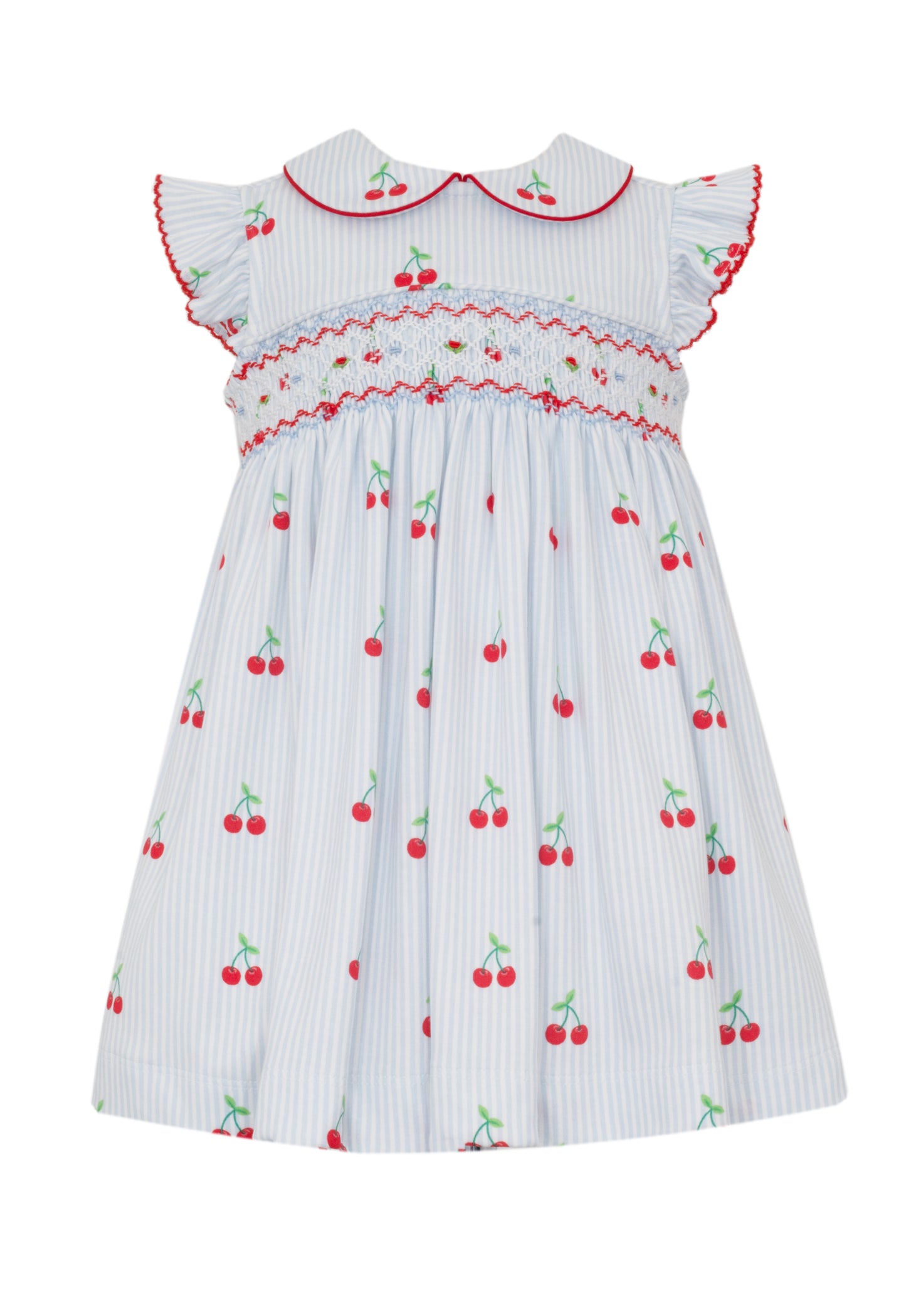 Lt. Blue Cherry Knit Print Sleeveless Dress w/ Collar