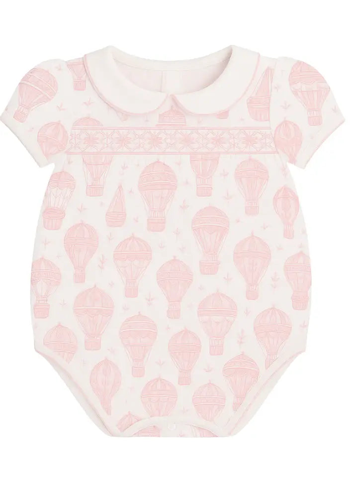 Little Explorer Short Sleeve Smocked Bubble Pink