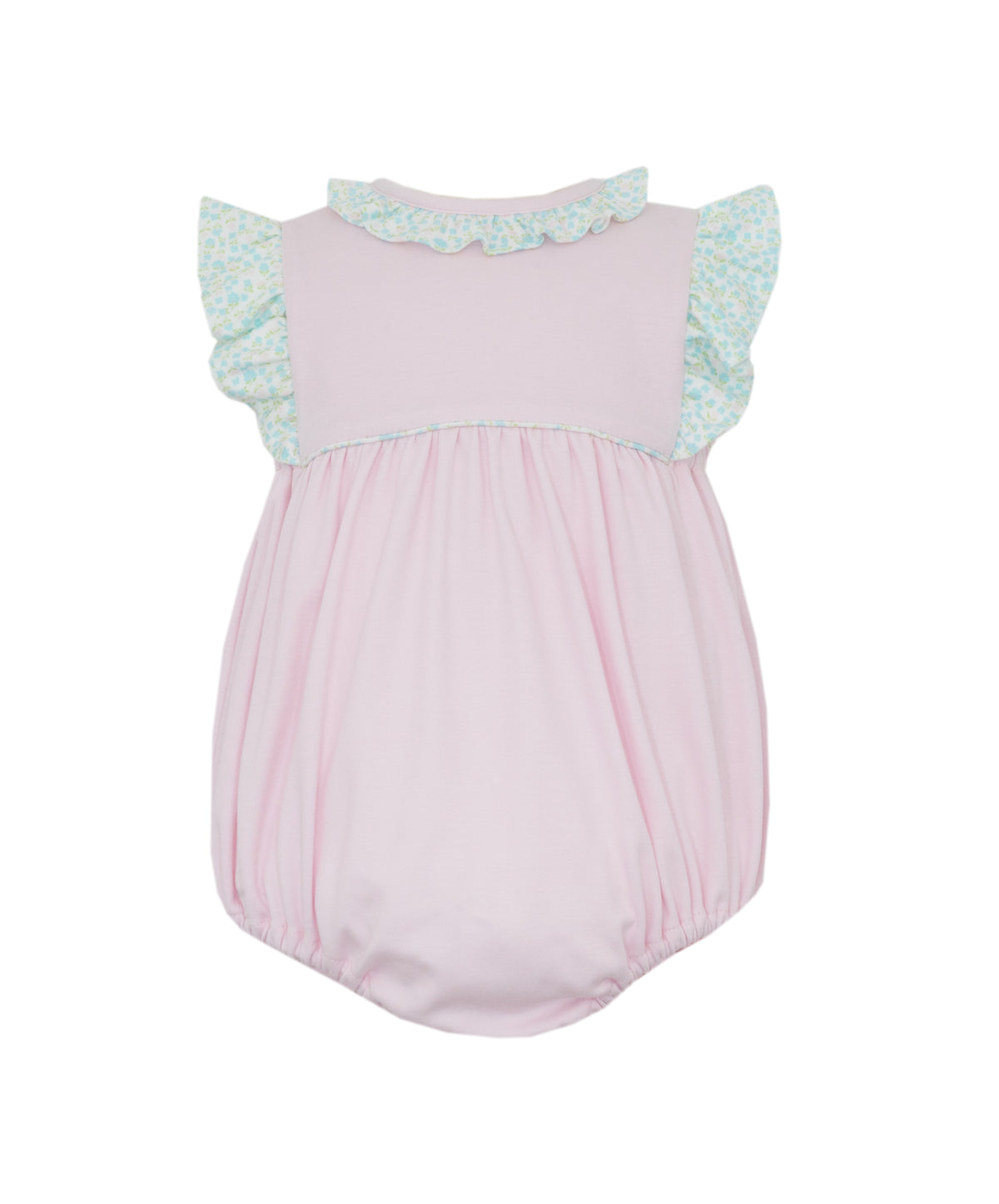 Aqua/Pink Floral Bloomers w/Smocked Collar & Pink Knit Blouse
