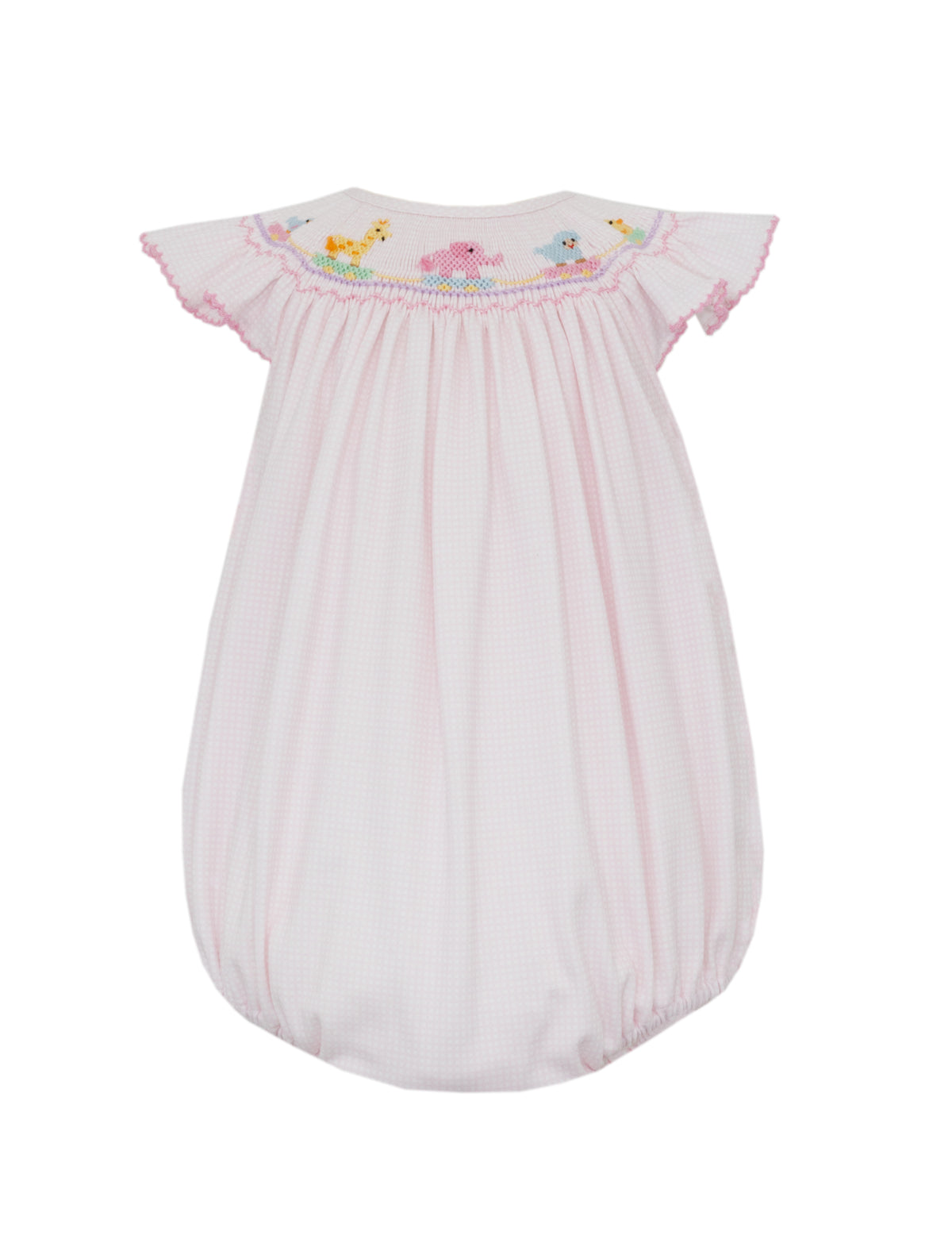 Toy Parade Girl's Pink Knit Gingham Angel Wing Bishop Bubble
