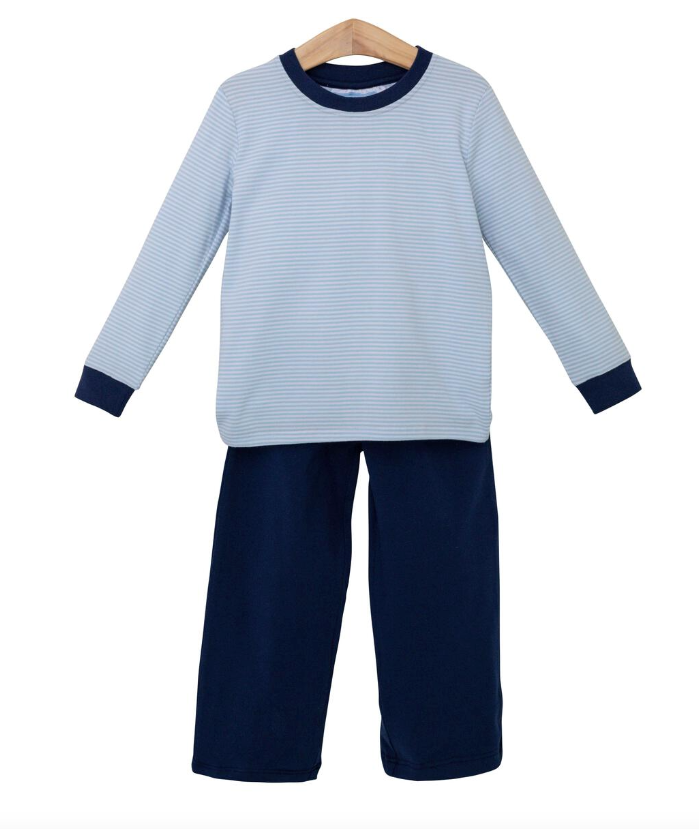 Miller Pants Set- Light Blue Stripe/Navy