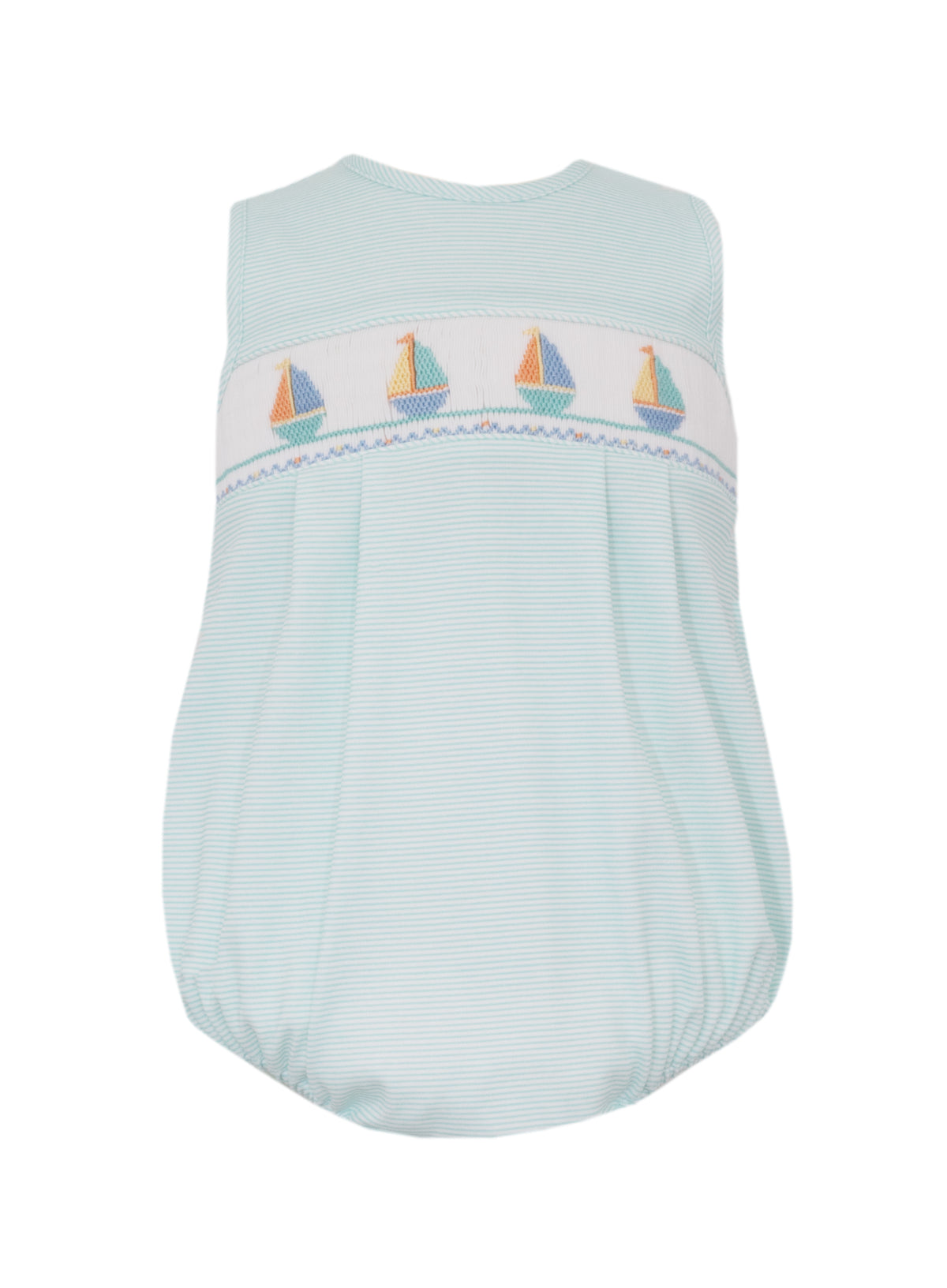 Sailboat Boy's Aqua Knit Stripe Boy's Sleeveless Sunbubble