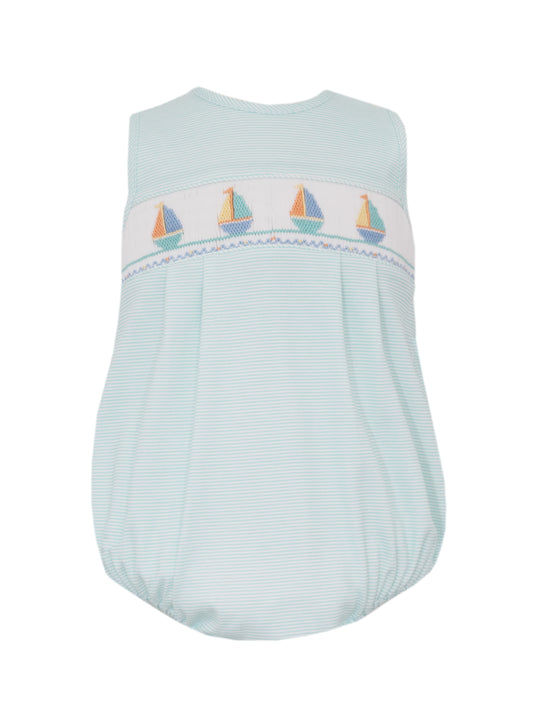 Sailboat Boy's Aqua Knit Stripe Boy's Sleeveless Sunbubble