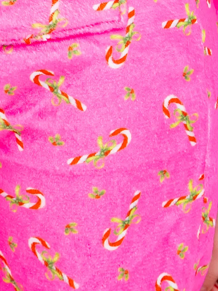Girls Plush Loungewear Pant - Candy Cane