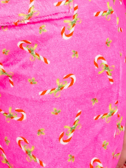 Girls Plush Loungewear Pant - Candy Cane
