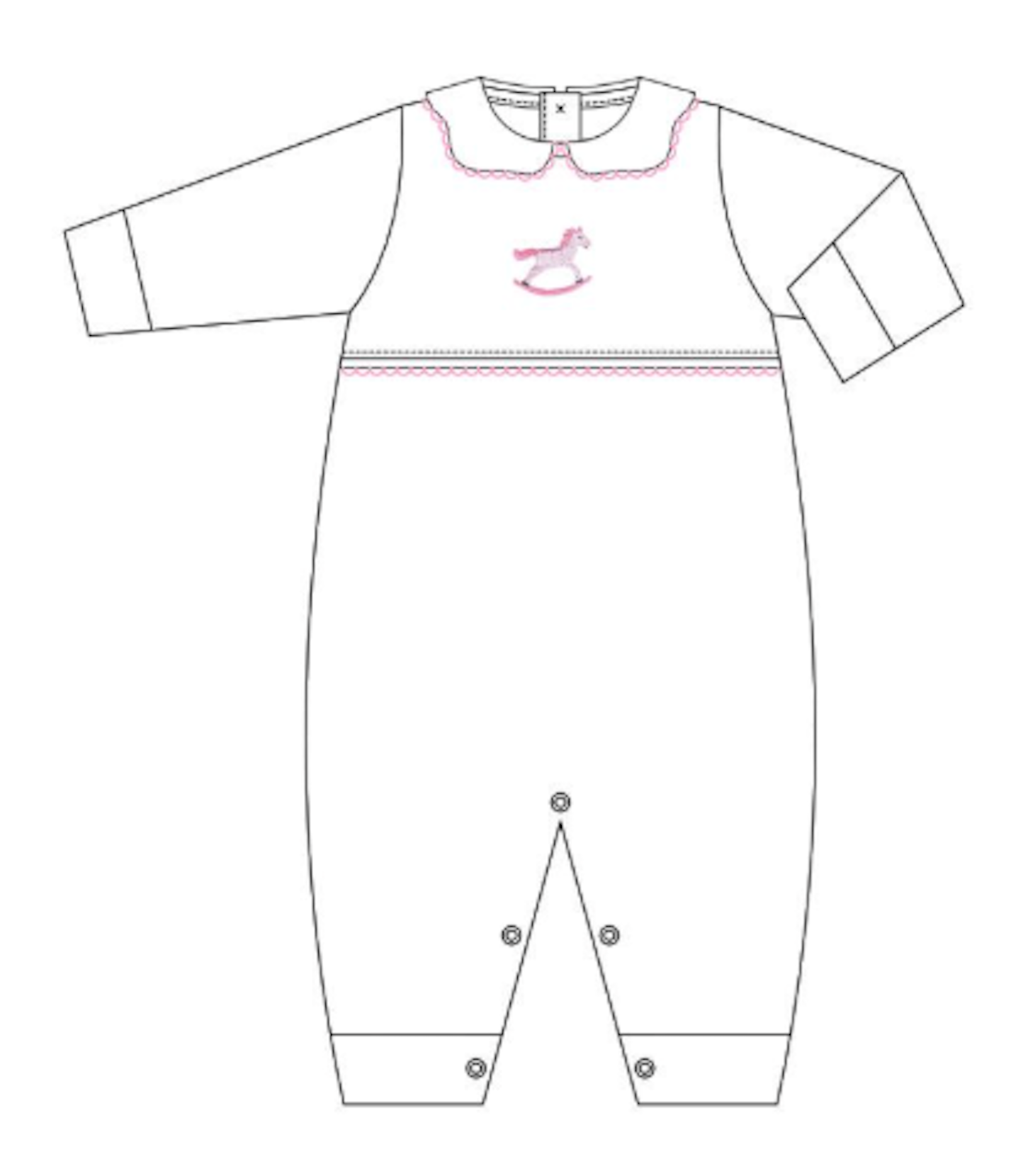 Crochet Playsuit - Pink Rocking Horse