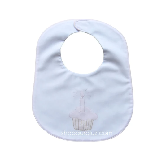 118 Large Birthday Bib - White with binding trim