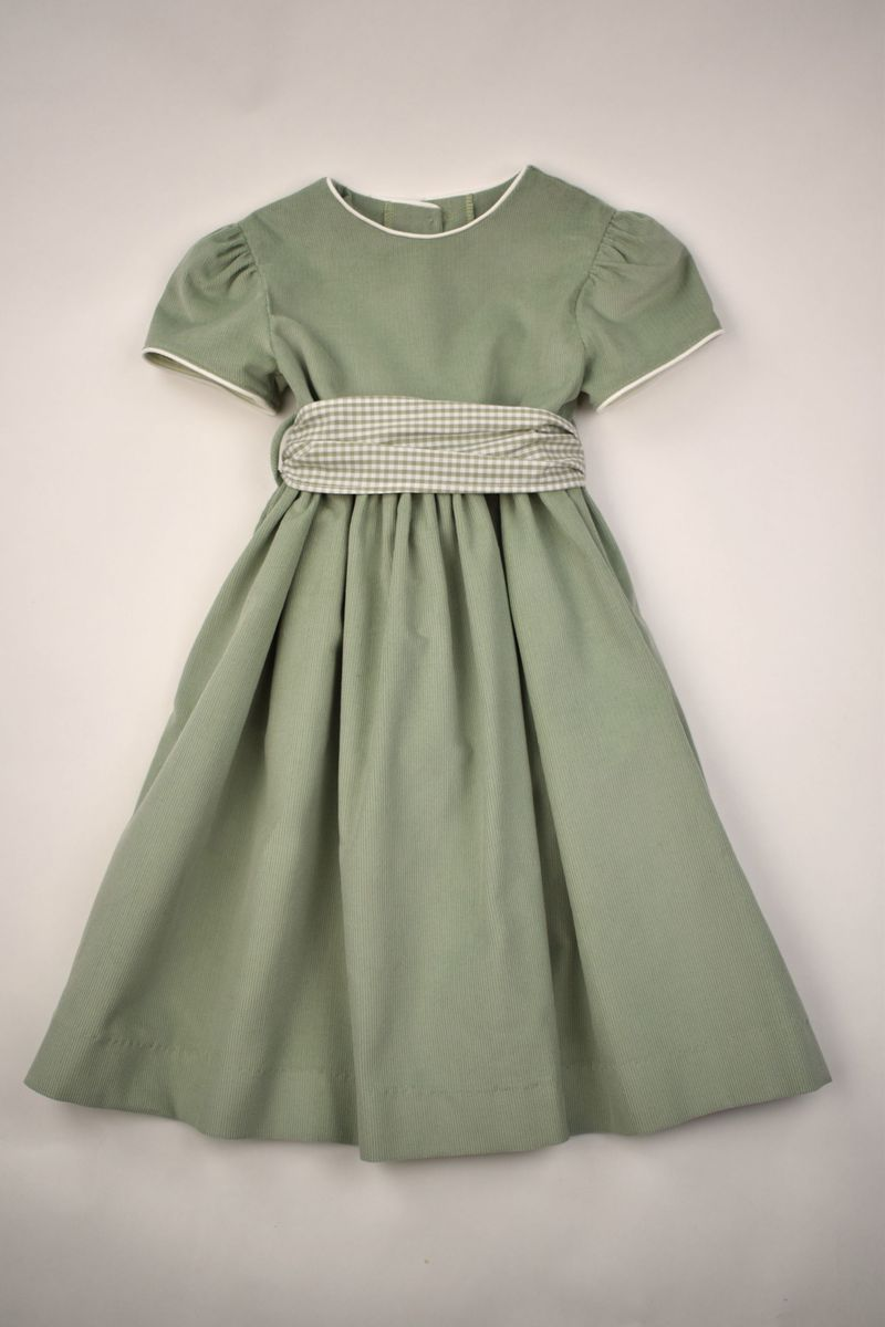 Sage Corduroy Waistline Dress Tween 79263
