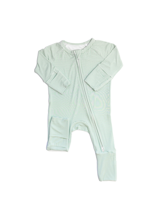 Mini Stripe Sleep Romper - Pistachio