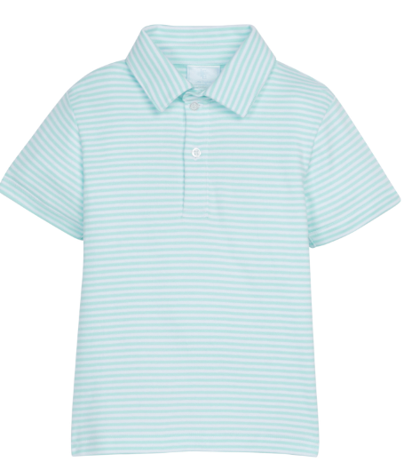 Aqua Stripe Short Sleeve Polo