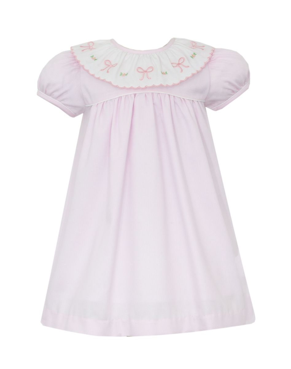 GROUP 3 - Pink pique float w/white ruffle collar w/ embroidered pink bows (3002D2-CS27)