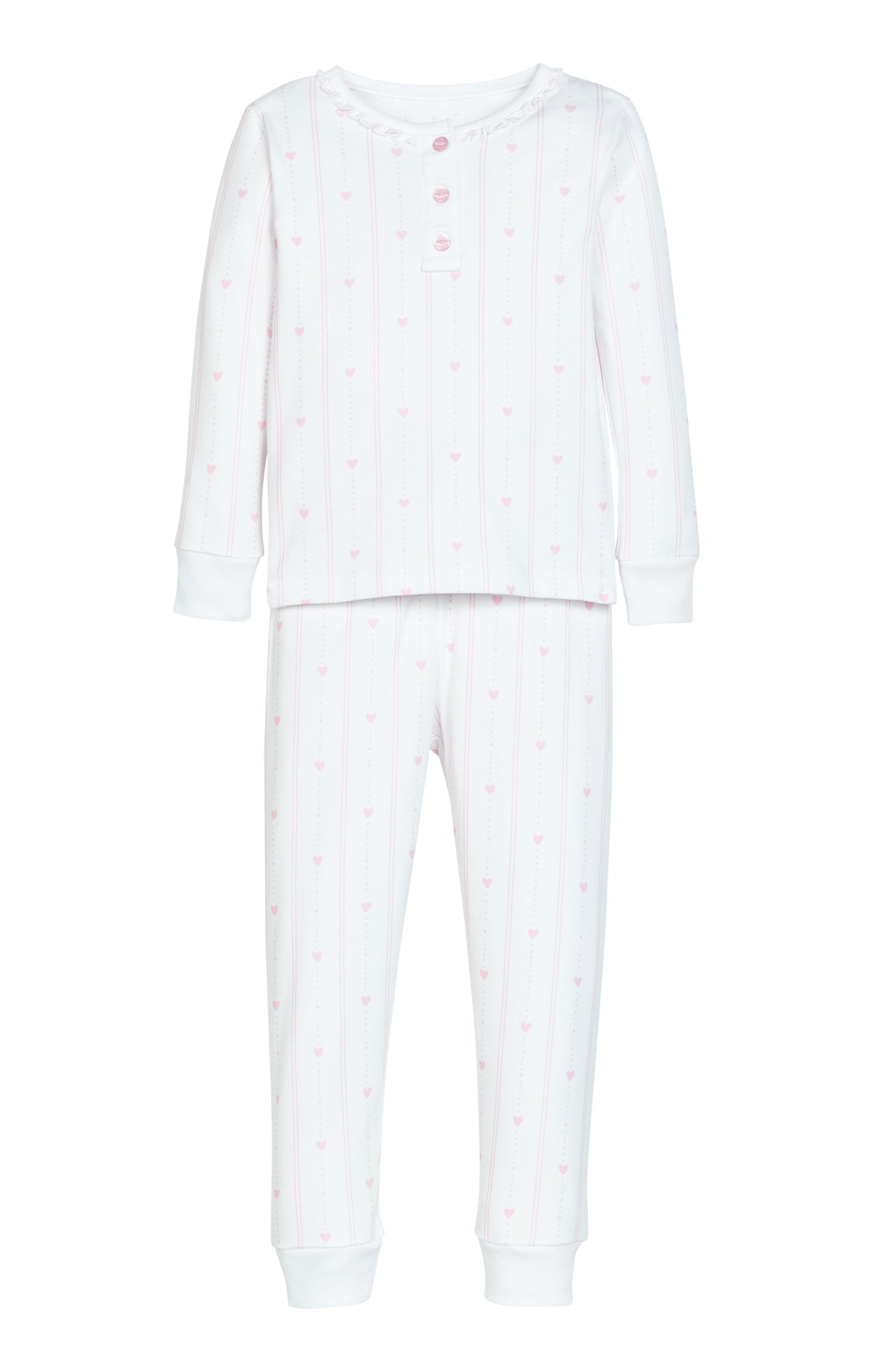 Ruffled Printed Jammies - Pink Trailing Hearts TWEEN