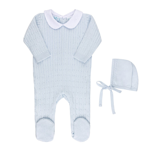 Boys Peter Pan Cable Knit Romper & Bonnnet 6019