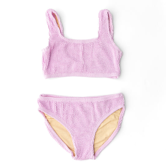 Lavender Crinkle Girls Two Piece Swimsuit