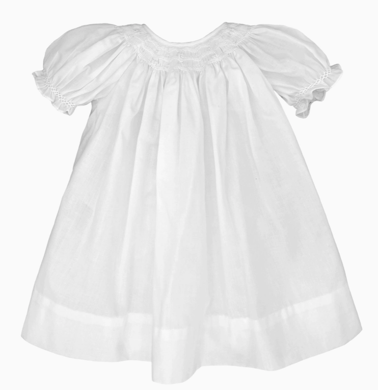 Daygown with Wave Smocking White 5609