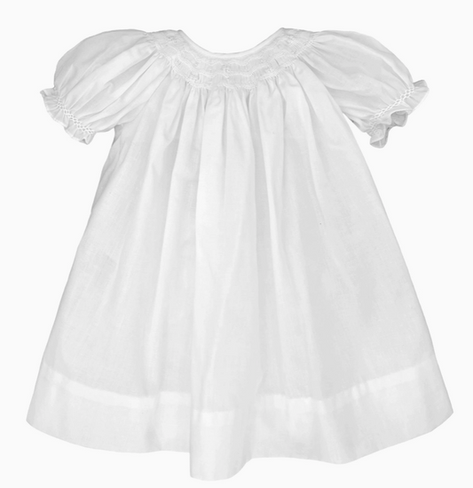 Daygown with Wave Smocking White 5609
