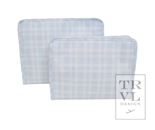 ROADIE MEDIUM - PIMLICO PLAID BLUE zip pouch